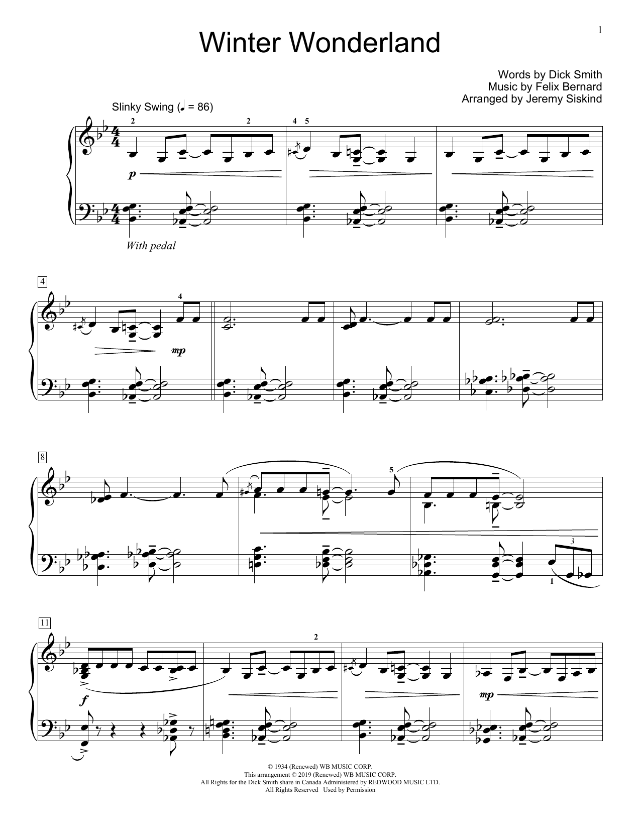 Produktbild zu: Winter Wonderland (arr. Jeremy Siskind)