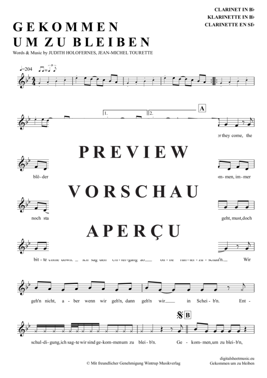 Product gallery: Page 2 of 5 Gekommen Um Zu Bleiben , Helden, Wir Sind, Clarinet in B-flat