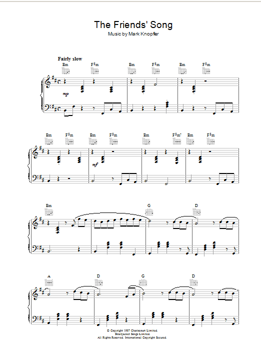 Produktgalerie: Seite 1 von 1 The Friends' Song (from The Princess Bride), Mark Knopfler, Klavier