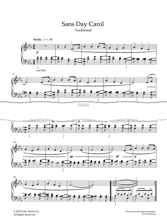 Produktgalerie: Seite 1 von 1 Sans Day Carol, Traditional, Klavier