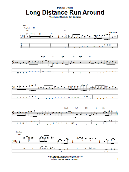 Produktgalerie: Seite 1 von 1 Long Distance Run Around, Yes, E-Bass