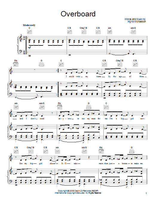 Produktgalerie: Seite 1 von 1 Overboard, Ingrid Michaelson, Gesang, Gitarre, Klavier