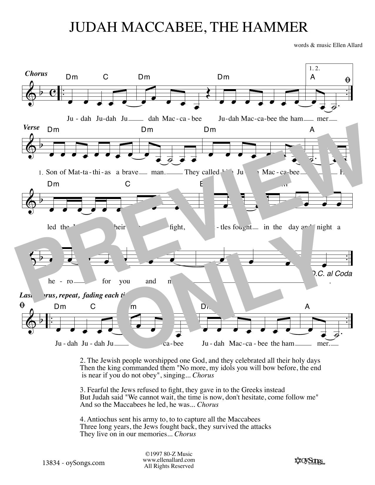 Produktgalerie: Seite 1 von 1 Judah Macabee, Ellen Allard, Melodieinstrument