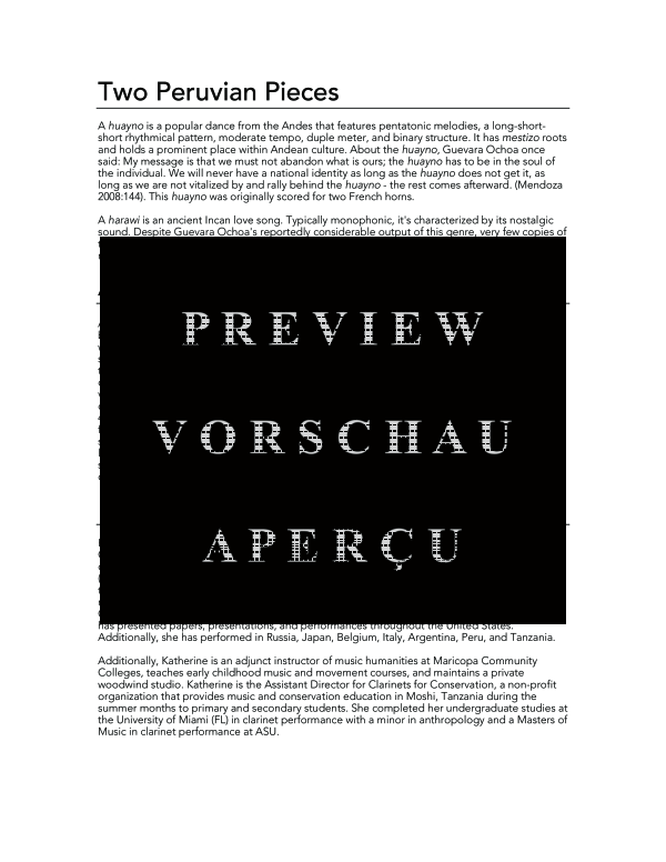 Product gallery: Page 11 of 11 Two Peruvian Duets, , (Clarinet Duo)