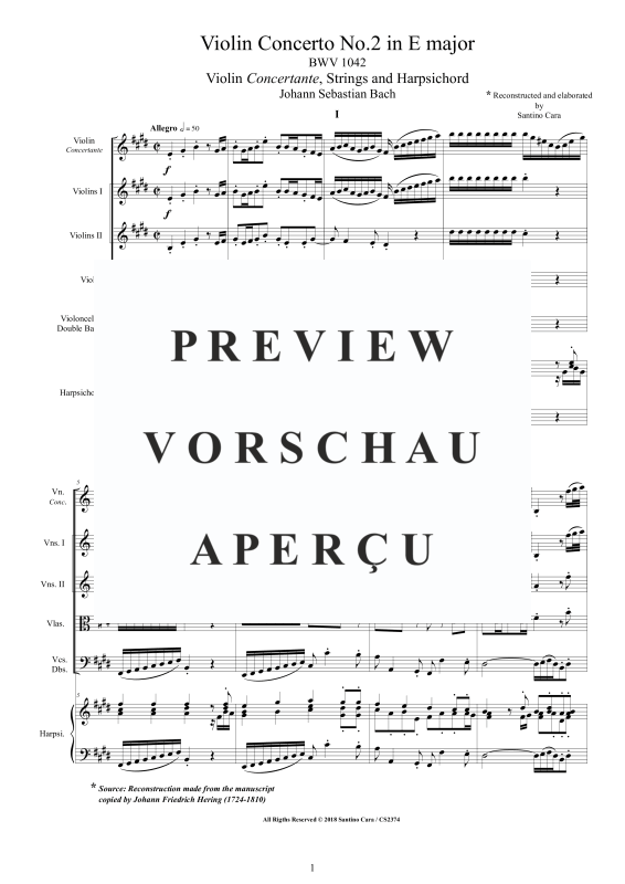 Product gallery: Page 2 of 11 Violin Concerto in E major BWV 1042, , Mixed Ensemble: Violin, Strings and Harpsichord Bc