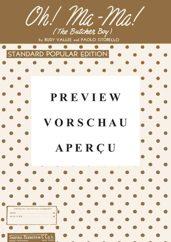Produktgalerie: Seite 2 von 3 Oh! Ma-Ma! (The Butcher Boy) , Popular Standard, (Klavier und Gesang)