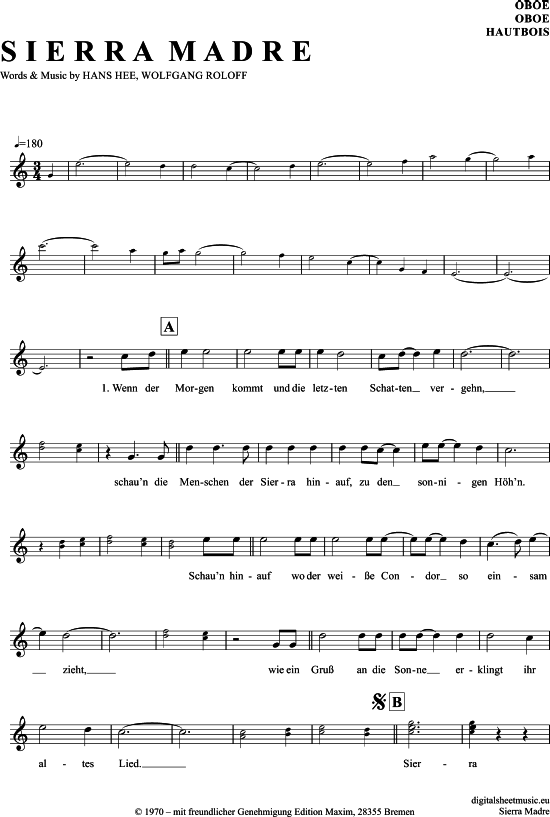 Produktgalerie: Seite 1 von 4 Sierra Madre , Zillertaler Schürzenjäger, (Oboe)