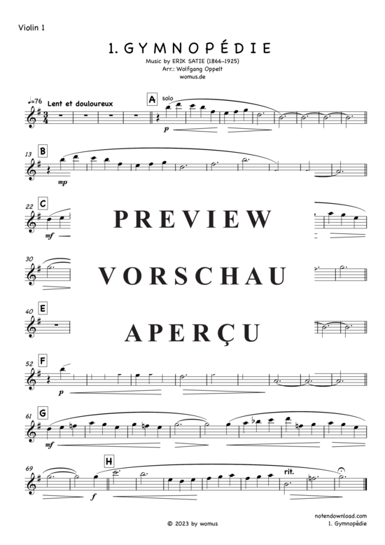 Produktgalerie: Seite 5 von 9 Gymnopédie Nr. 1 , , (Streicher Quintett)
