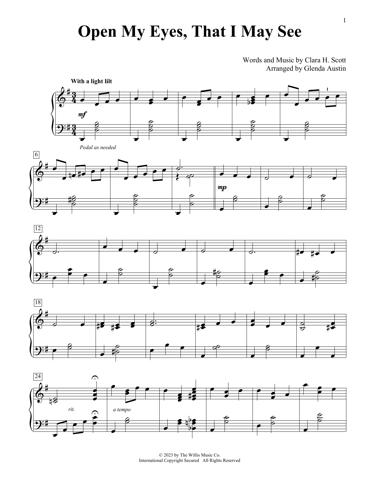 Produktbild zu: Open My Eyes, That I May See (arr. Glenda Austin)