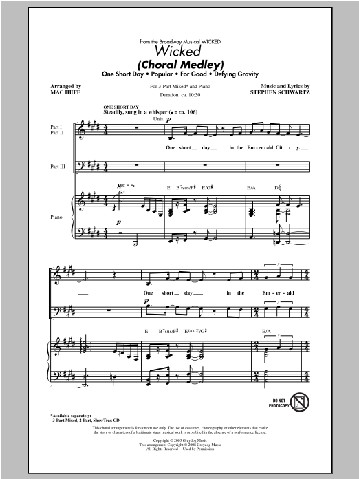 Product picture to: Wicked (Choral Medley) (arr. Mac Huff)