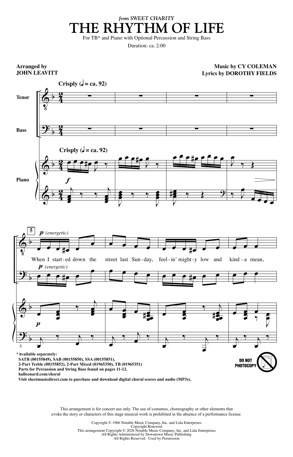 Produktgalerie: Seite 1 von 1 The Rhythm Of Life (from Sweet Charity) (arr. John Leavitt), Cy Coleman, Chor