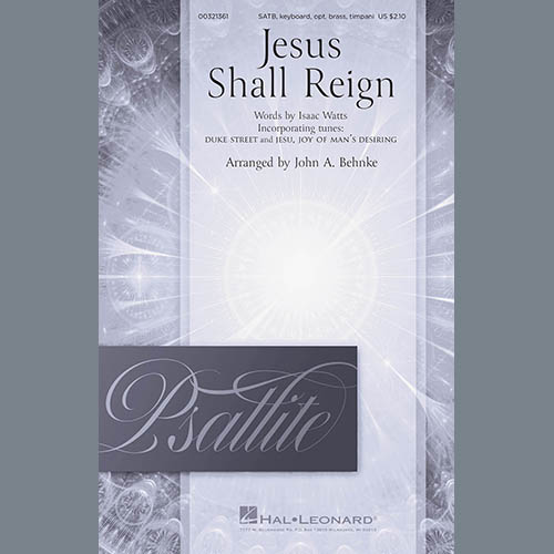 cover: Jesus Shall Reign (arr. John A. Behnke), Isaac Watts