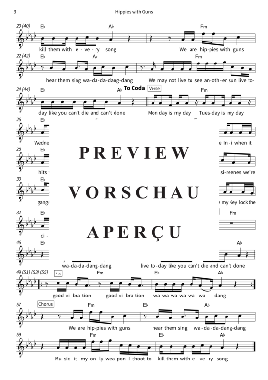 gallery: Hippies with Guns (Gesang + Akkorde) (Leadsheet), Patrice, 