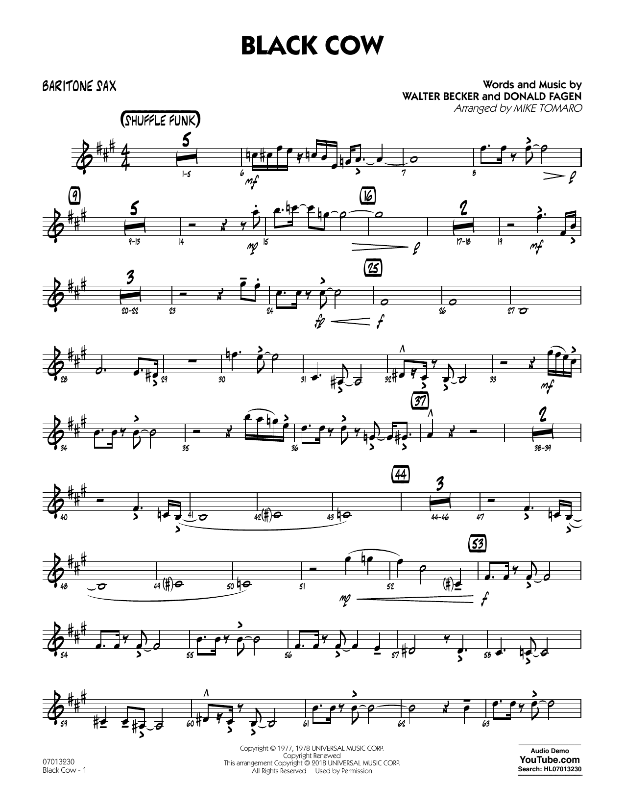 Produktgalerie: Seite 1 von 1 Black Cow (arr. Mike Tomaro) - Baritone Sax, Steely Dan