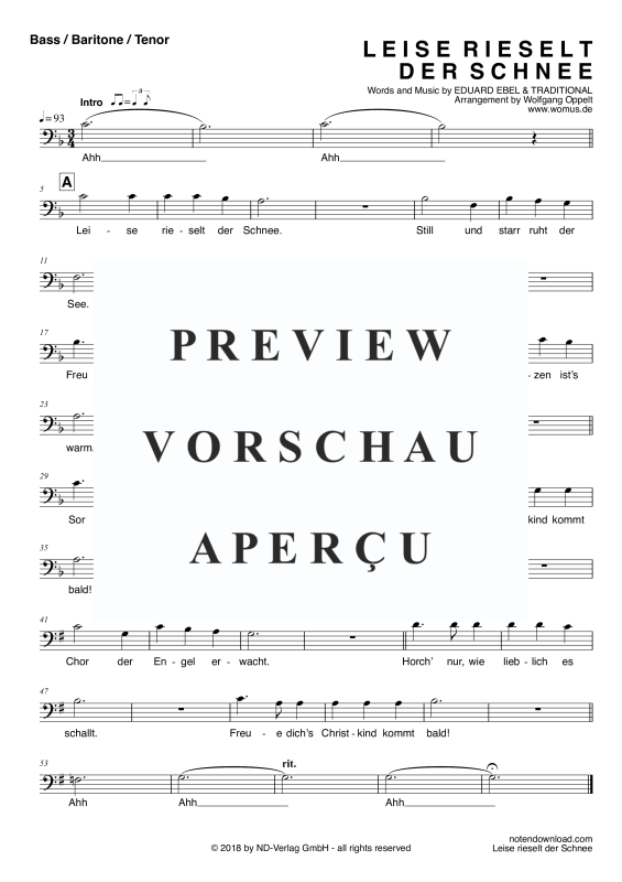 Produktgalerie: Seite 11 von 11 Leise rieselt der Schnee, , Gemischter Chor SAB & Klavier - E-Bass und Drum Set optional