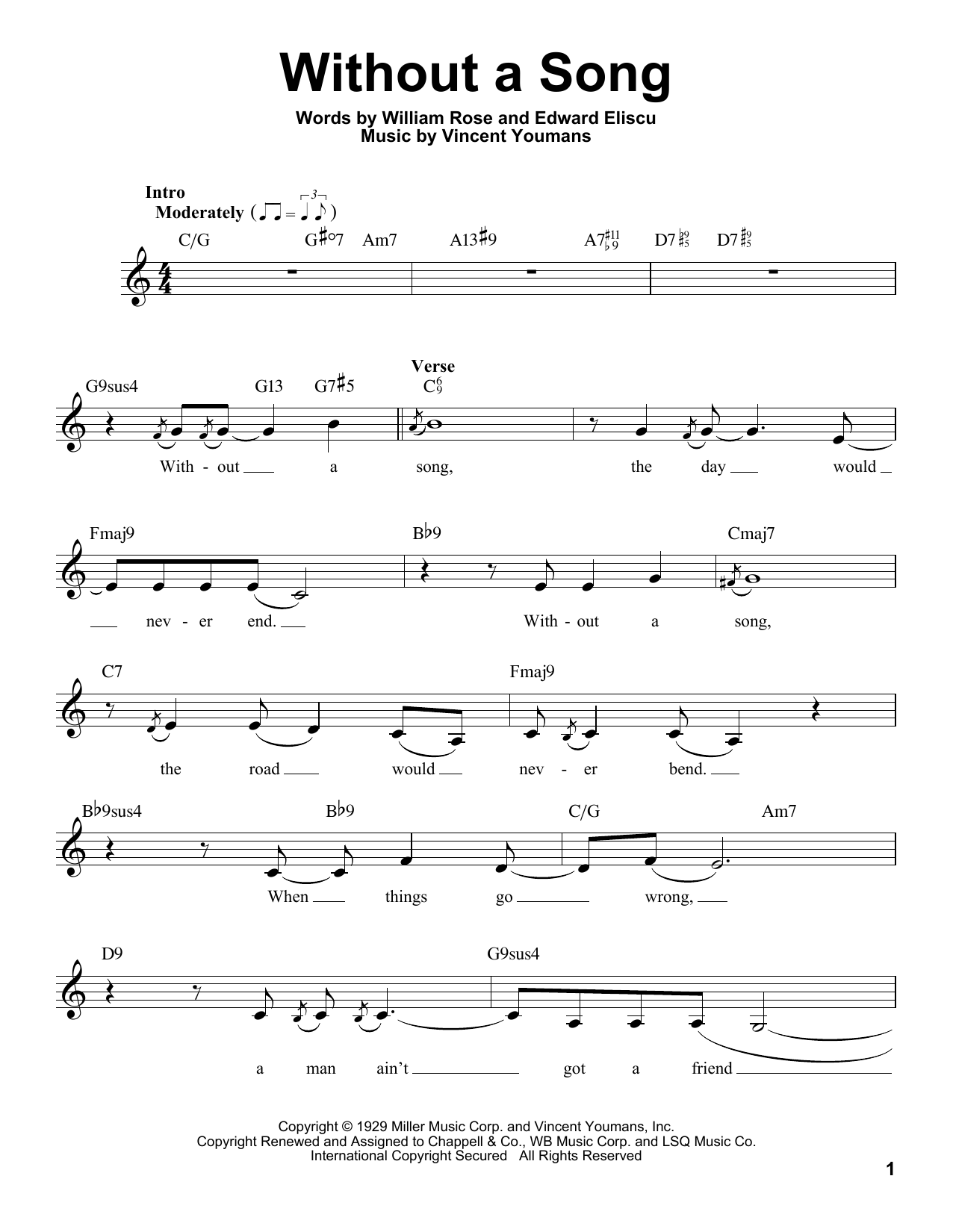 Product gallery: Page 1 of 1 Without A Song, Billy Rose