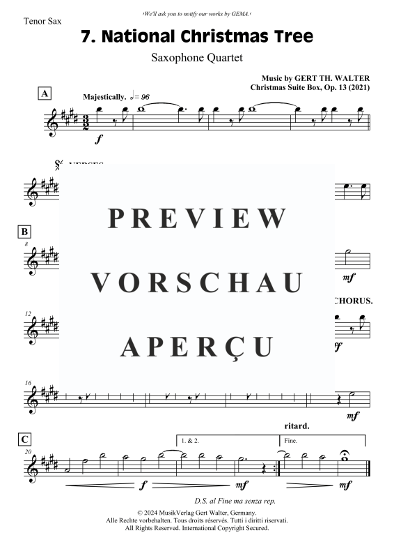 Produktgalerie: Seite 6 von 7 National Christmas Tree, , (Saxophon Quartett)