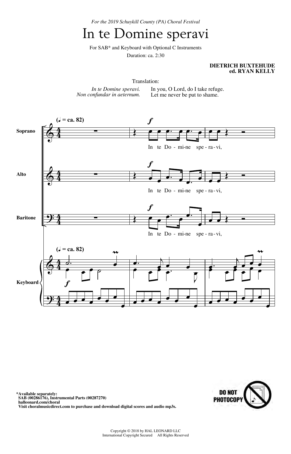 Product gallery: Page 1 of 1 In Te Domine Speravi (ed. Ryan Kelly), Dietrich Buxtehude