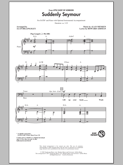Product picture to: Suddenly Seymour (from Little Shop of Horrors) (arr. Alan Billingsley)
