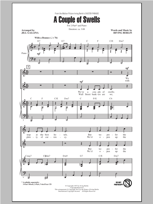 Product gallery: Page 1 of 1 A Couple Of Swells (arr. Jill Gallina), Irving Berlin