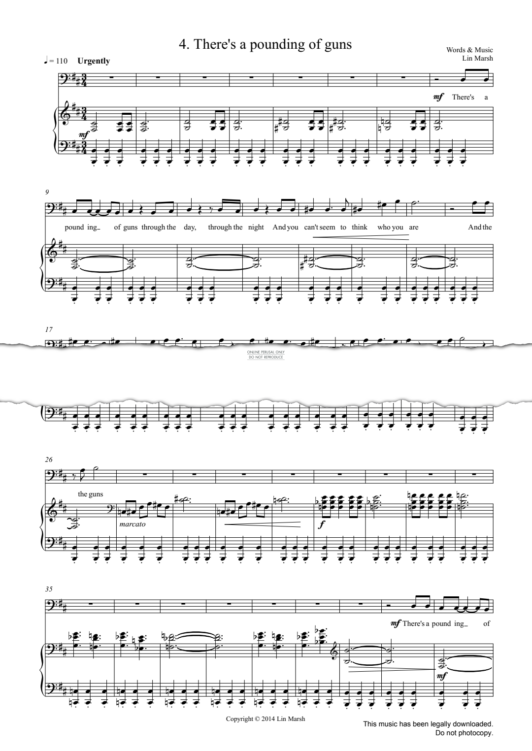 gallery: There's A Pounding Of Guns (from 'Forgotten Voices'), Lin Marsh, Chor, Gesang, Klavier