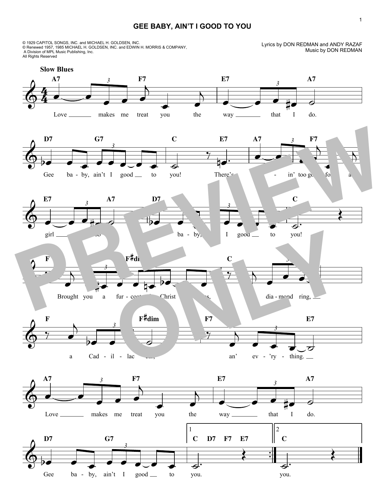 Product gallery: Page 1 of 1 Gee Baby, Ain't I Good To You, Don Redman