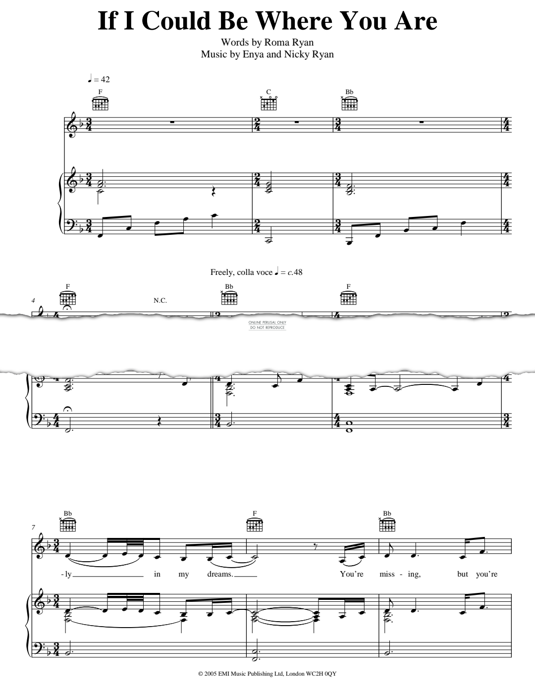Produktgalerie: Seite 1 von 1 If I Could Be Where You Are, Enya, Gesang, Gitarre, Klavier