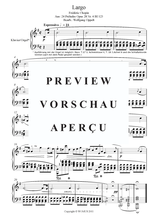 Product picture to: Largo op. 28 Nr. 4 Frederic Chopin (arr. WO)