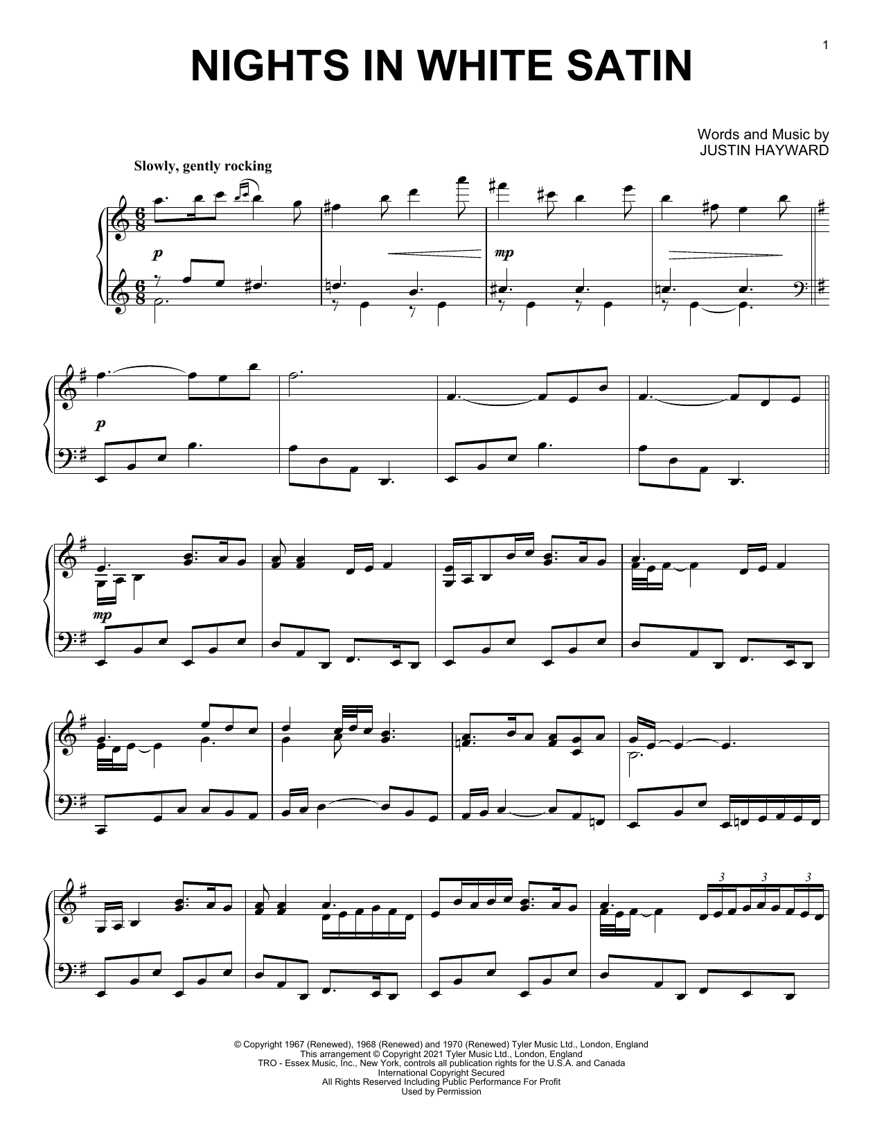 Product gallery: Page 1 of 1 Nights In White Satin [Classical version] (arr. David Pearl), The Moody Blues