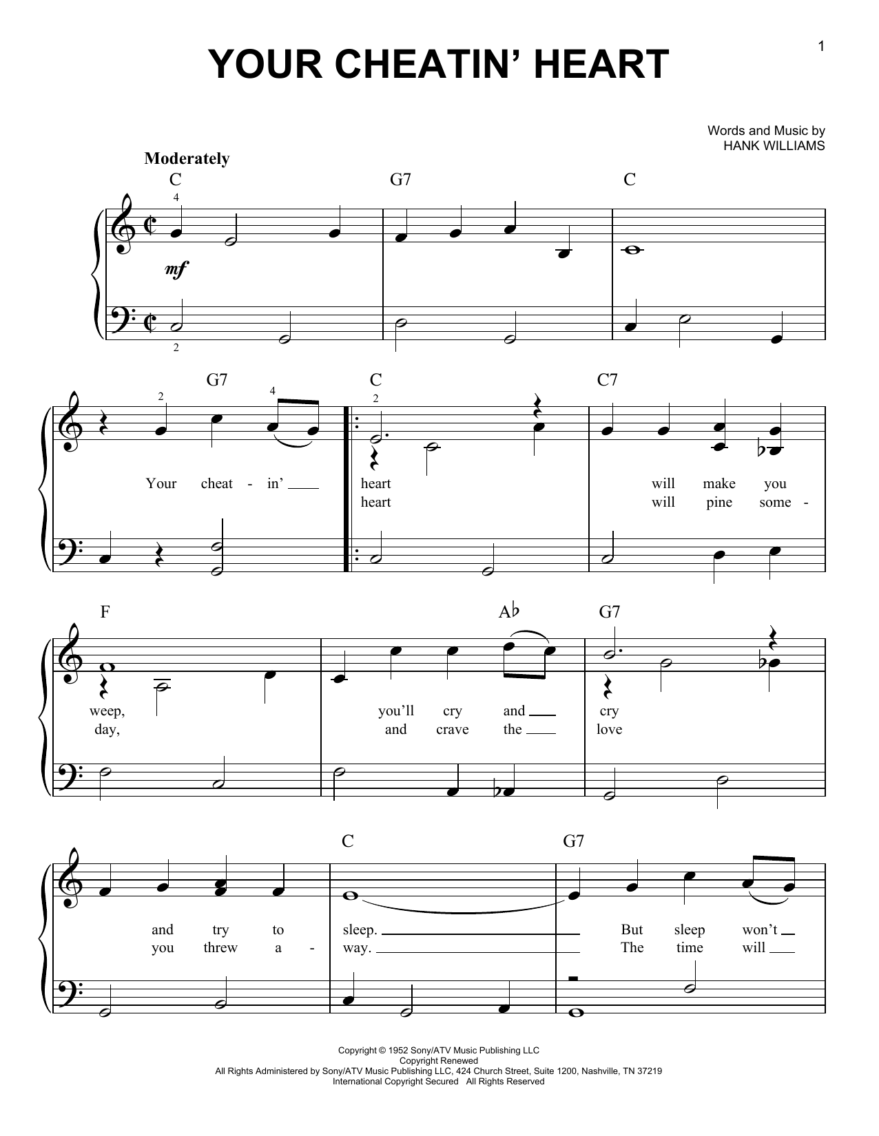 Produktgalerie: Seite 1 von 1 Your Cheatin' Heart, Hank Williams, Klavier