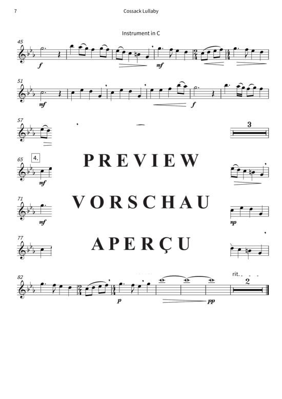 Produktgalerie: Seite 10 von 10 Cossack Lullaby , , (Melodieinstrument in C + Klavier)