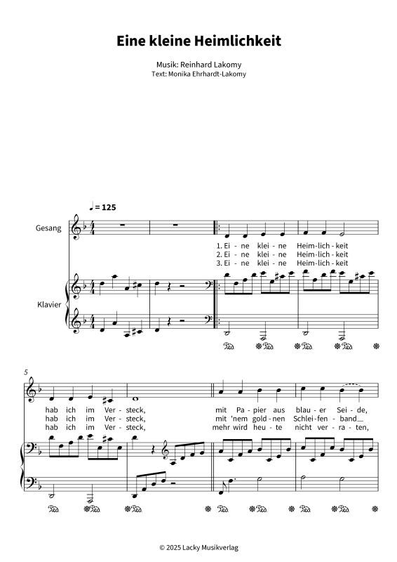 Produktgalerie: Seite 1 von 6 Eine kleine Heimlichkeit, , Gesang und Klavier