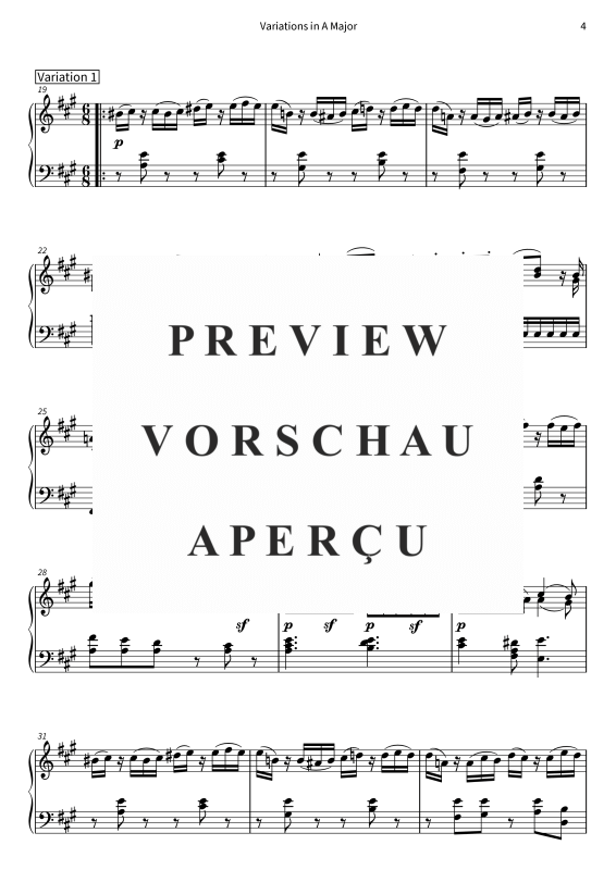 Produktgalerie: Seite 6 von 11 Variations in A Major - Andante grazioso from Piano Sonata No. 11, K. 331, , Klavier Solo