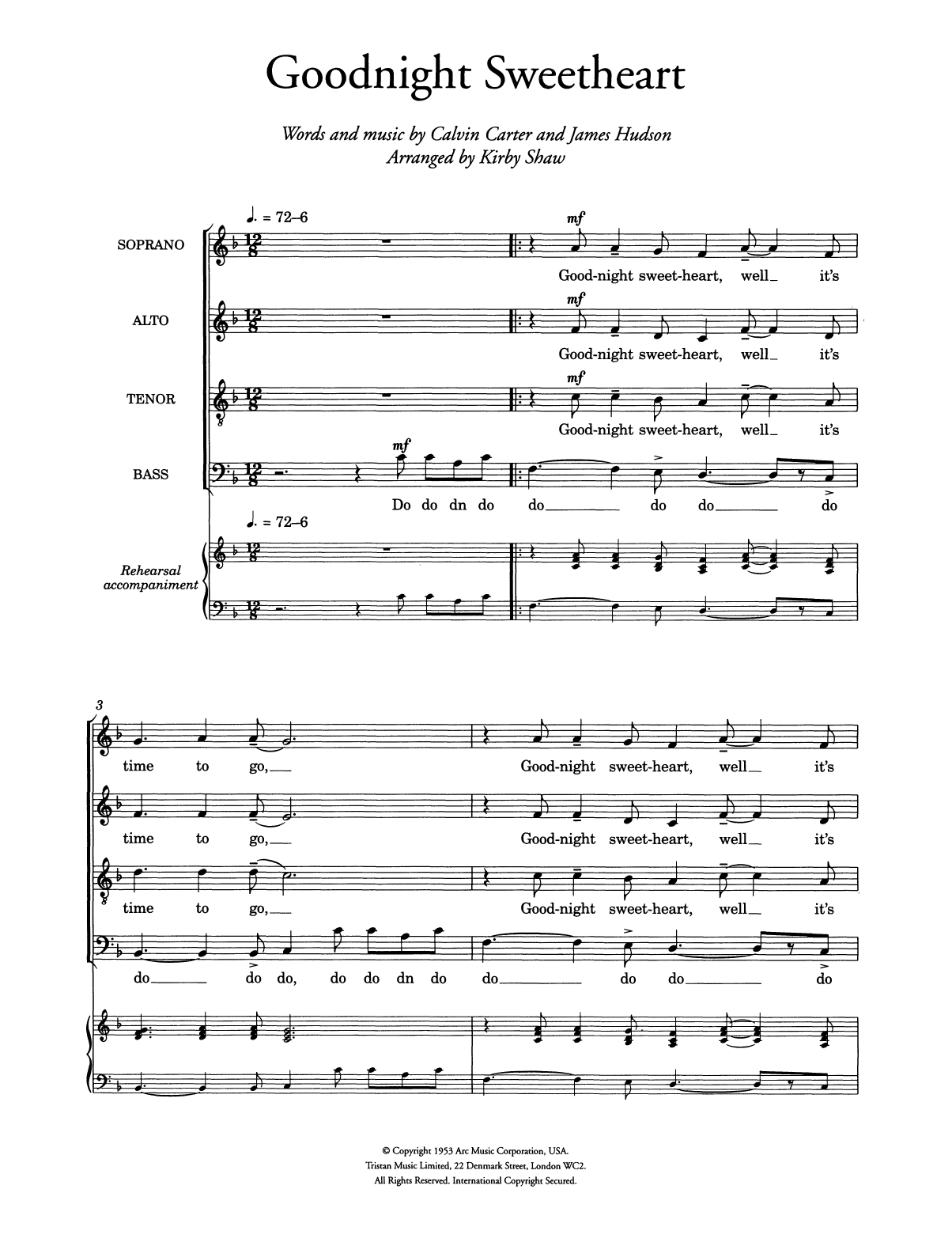 Product picture to: Goodnight Sweetheart (arr. Kirby Shaw)