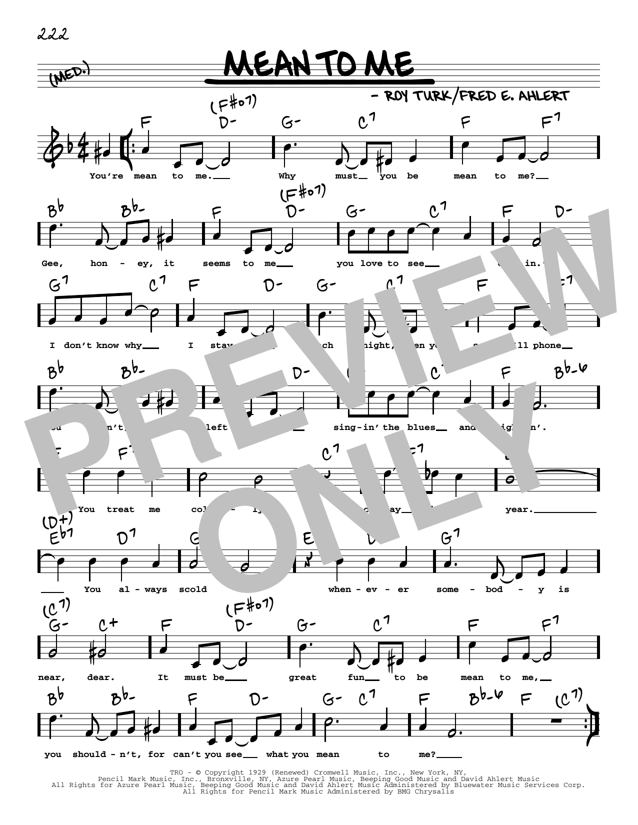 Product picture to: Mean To Me (arr. Robert Rawlins)
