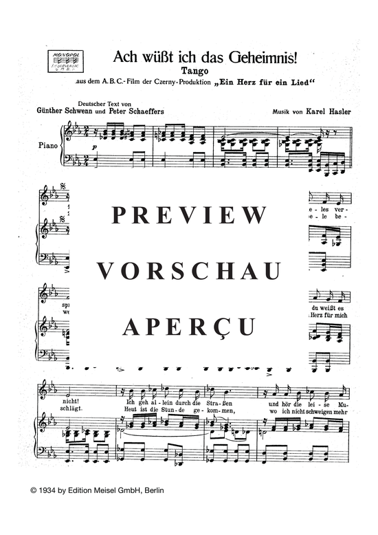 Produktgalerie: Seite 4 von 4 Ach wüsst ich das Geheimnis, 	, Klavier und Gesang