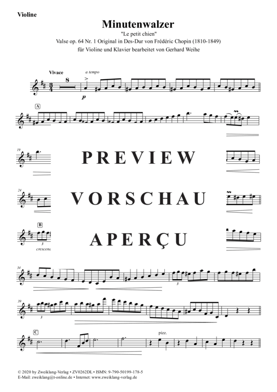 gallery: Minutenwalzer Valse op 64 Nr 1 , , (Violine + Klavier)