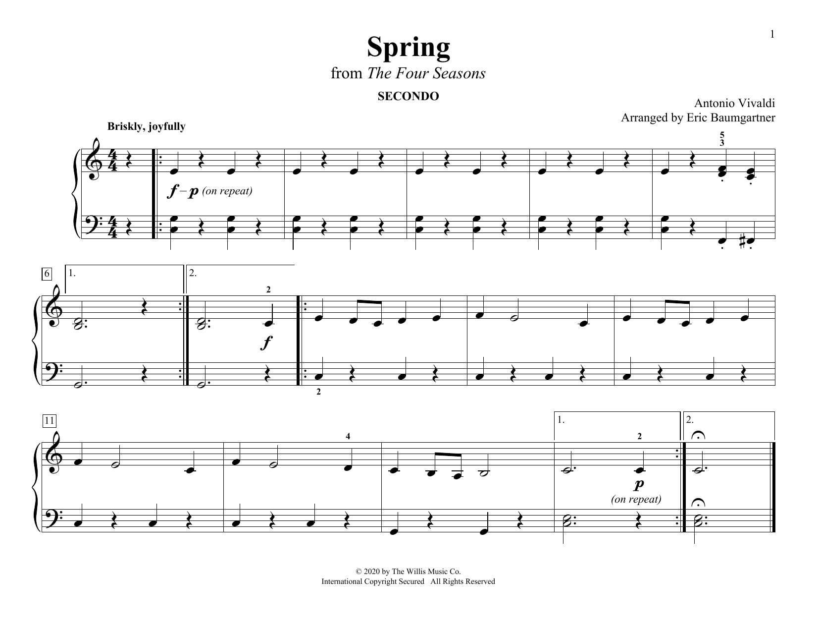 Product picture to: Spring (from The Four Seasons) (arr. Eric Baumgartner)