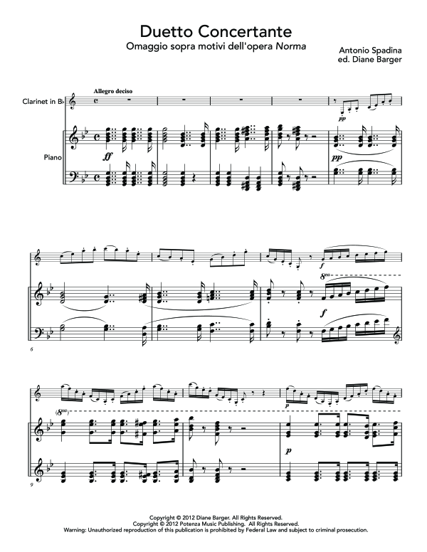 Product gallery: Page 1 of 11 Duetto Concertante: Omaggio sopra motivi dell´opera Norma, , (clarinet in Bb and piano)