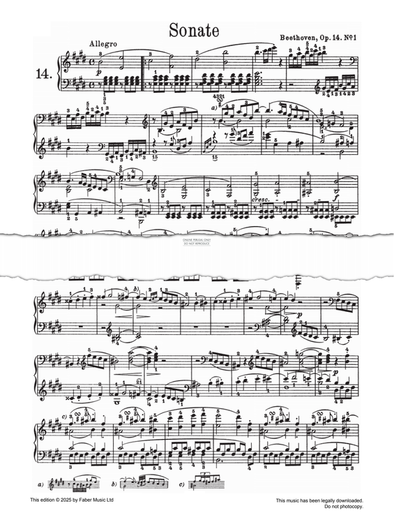 Produktgalerie: Seite 1 von 1 Sonata in E major Op. 14 No. 1, Ludwig van Beethoven, Klavier