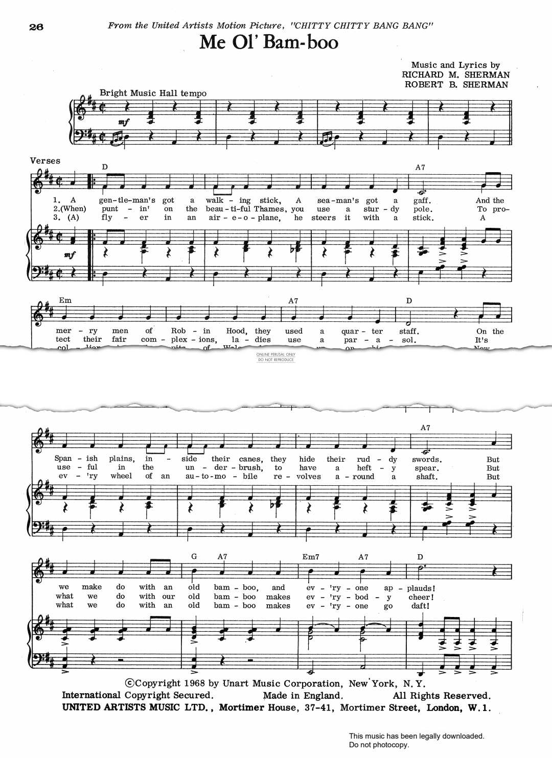 gallery: Me Ol' Bam-boo (from 'Chitty Chitty Bang Bang'), Richard M. Sherman