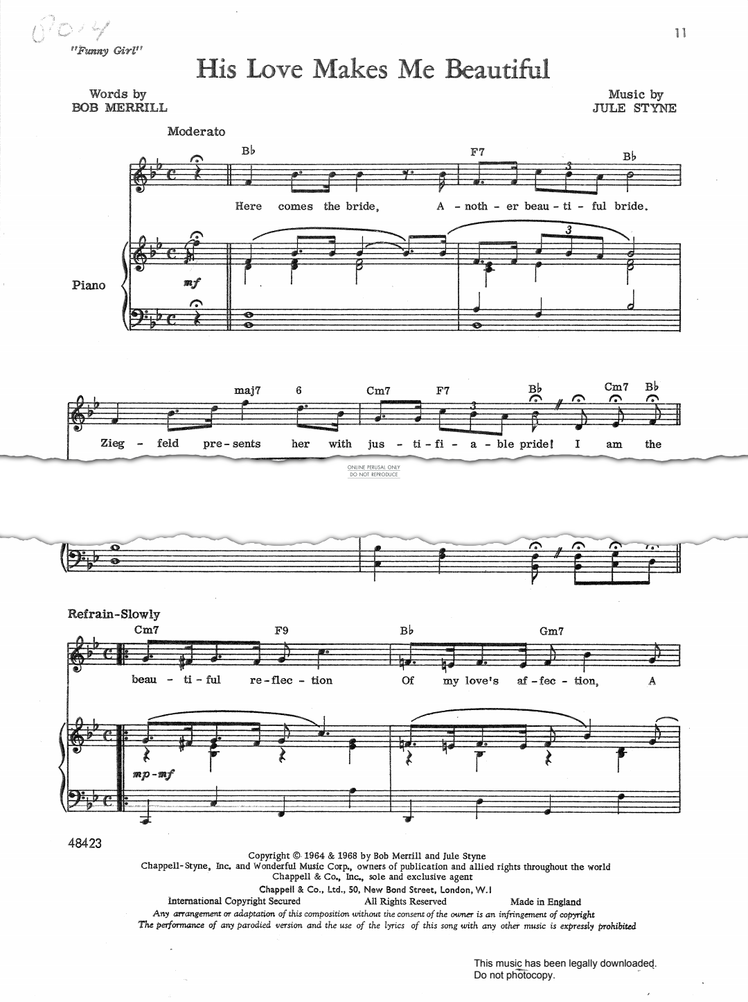 Produktbild zu: His Love Makes Me Beautiful (from 'Funny Girl')