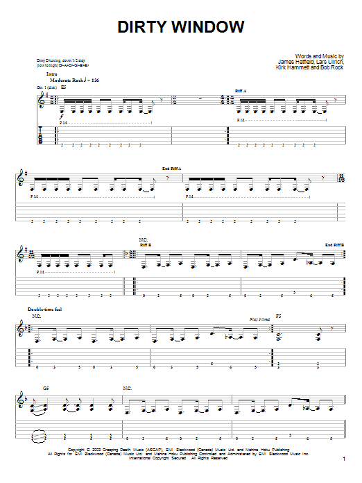Produktgalerie: Seite 1 von 1 Dirty Window, Metallica, Gitarre