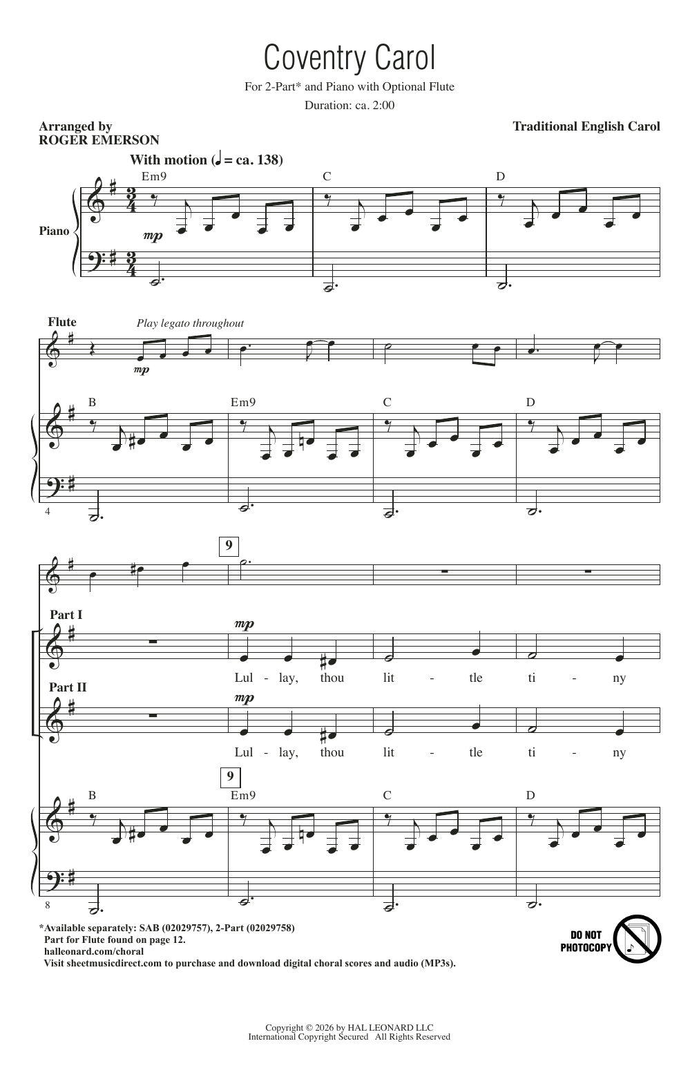 Produktgalerie: Seite 1 von 1 Coventry Carol (arr. Roger Emerson), Traditional English Carol, Chor