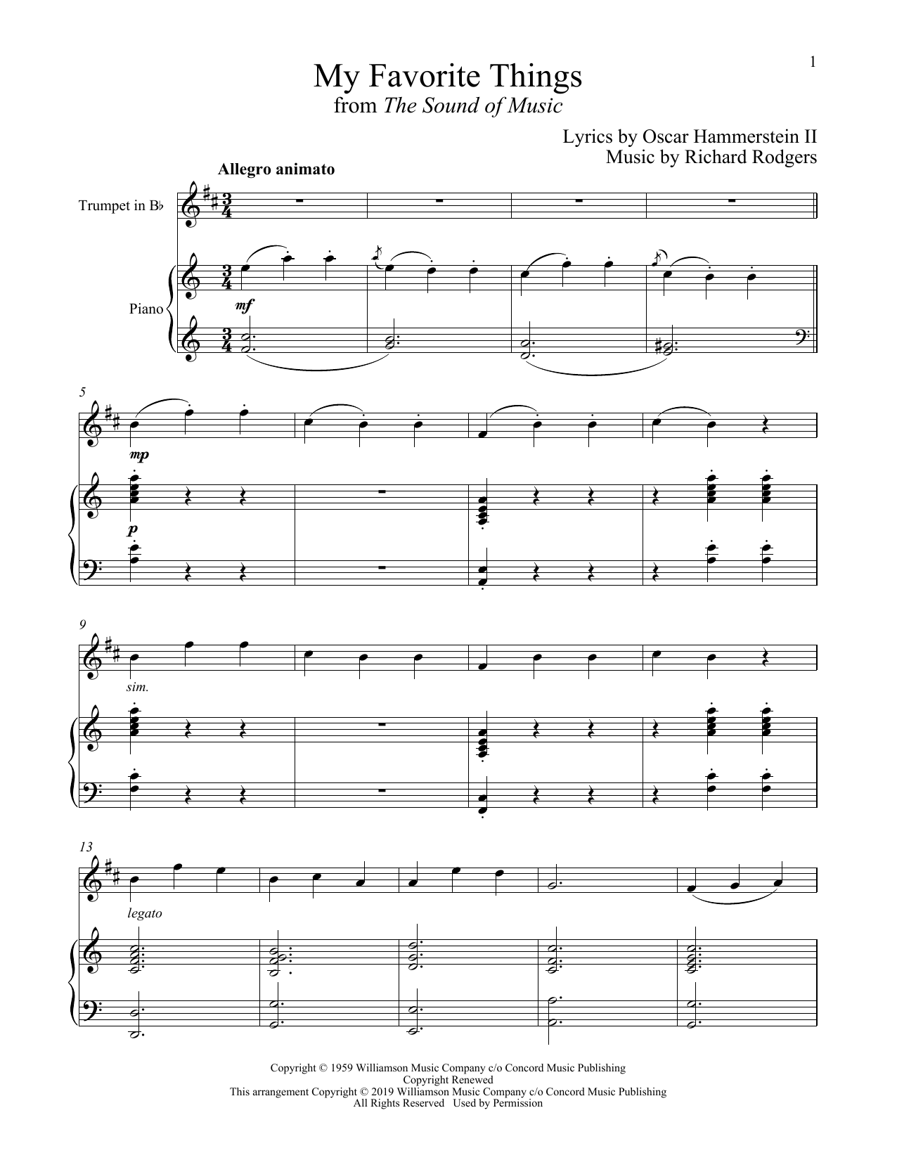 Produktgalerie: Seite 1 von 1 My Favorite Things (from The Sound of Music), Rodgers & Hammerstein, Horn, Klavier