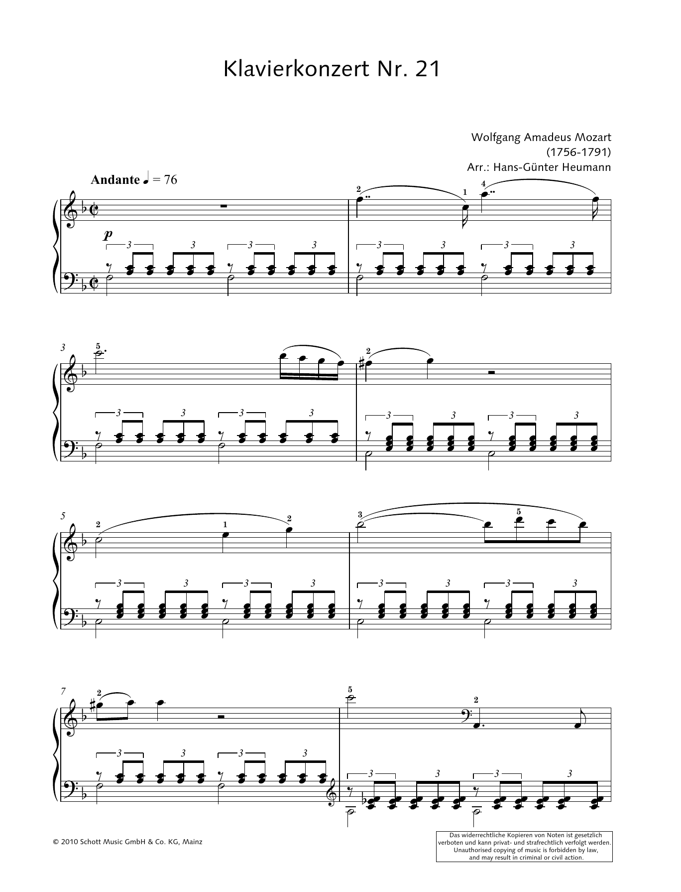 Product gallery: Page 1 of 1 Concerto for Piano and Orchestra No. 21 in C major, Wolfgang Amadeus Mozart