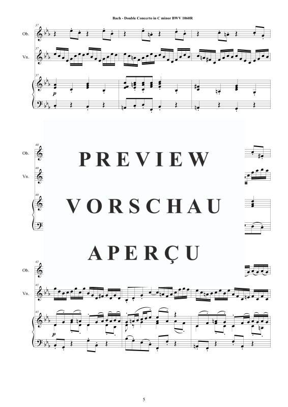 Produktgalerie: Seite 6 von 11 Doppel Konzert Oboe, Violine in C-Moll BWV 1060R, , Oboe, Violine und Klavier