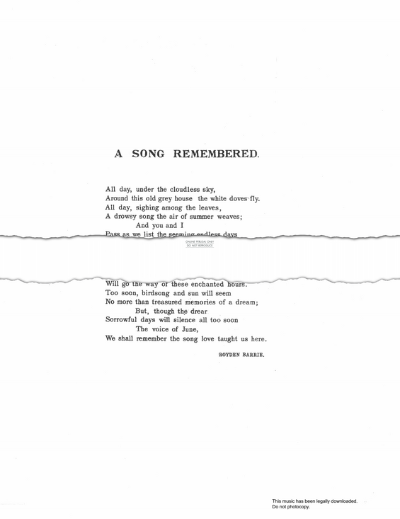 Product picture to: A Song Remembered