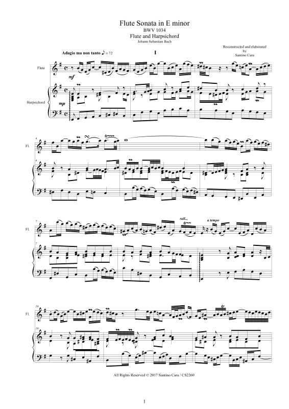 Product picture to: Flute Sonata in E minor BWV 1034Johann Sebastian Bach