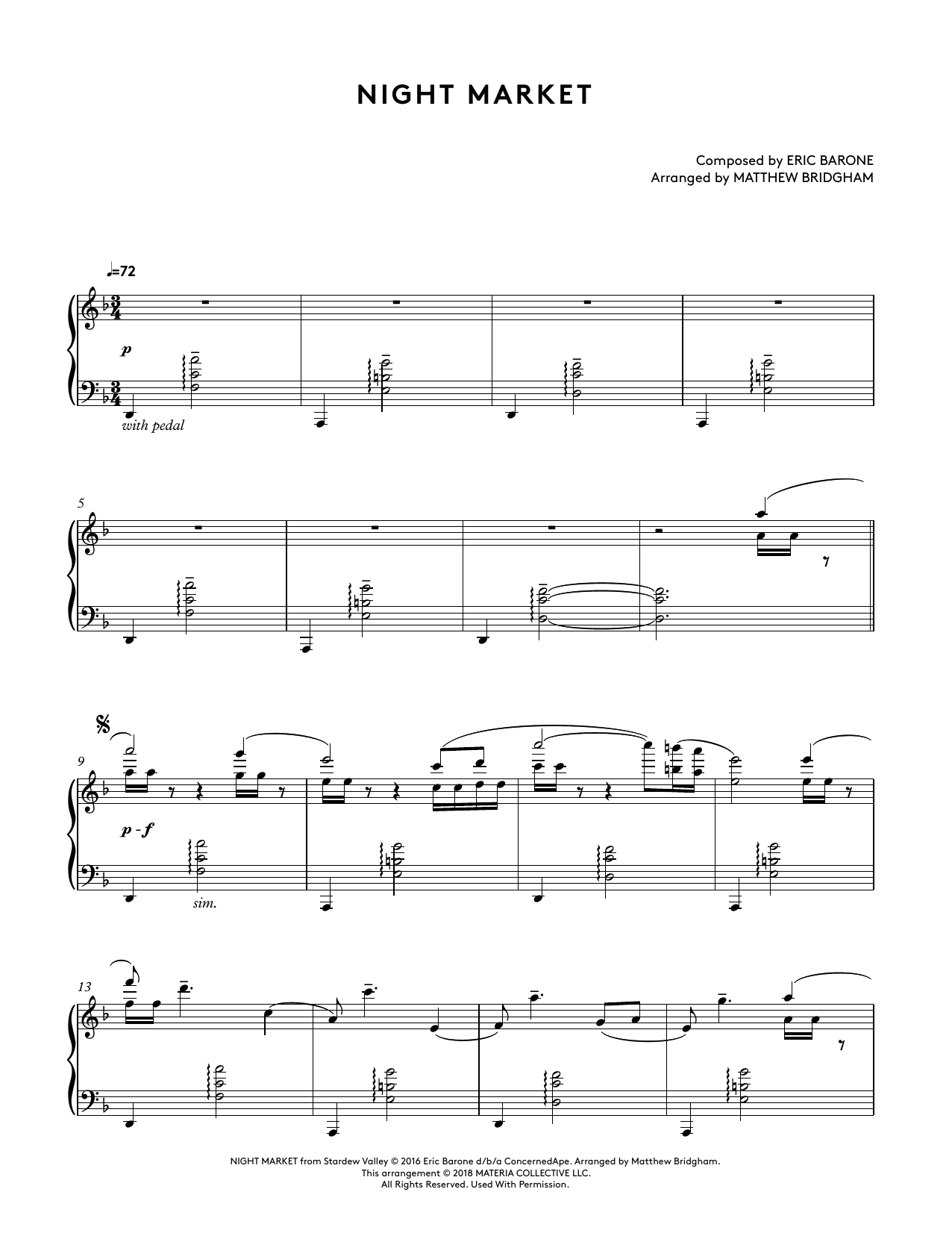 Product gallery: Page 1 of 1 Night Market (from Stardew Valley Piano Collections) (arr. Matthew Bridgham), Augustine Mayuga Gonzales